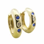 Gouden Oorclips Met Saffier En Zirkonia