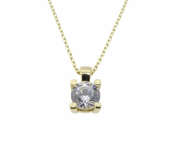 Gouden solitair hanger met zirkonia