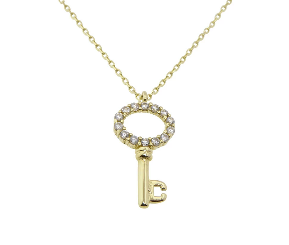 Gouden zirkonia sleutel hanger