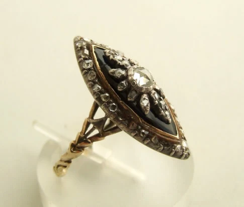 Zilver op gouden ring met roosdiamant