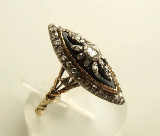 Zilver op gouden ring met roosdiamant