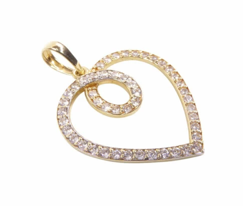 Bicolor gouden hart hanger met zirkonia