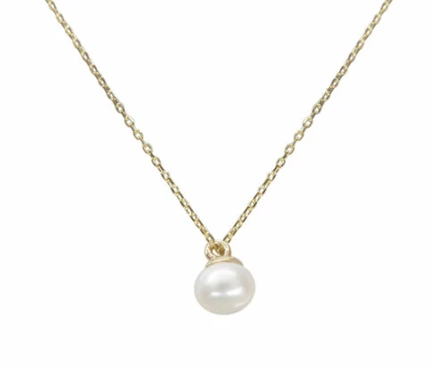 Gouden parel hanger met ketting