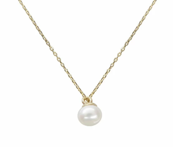 Gouden parel hanger met ketting