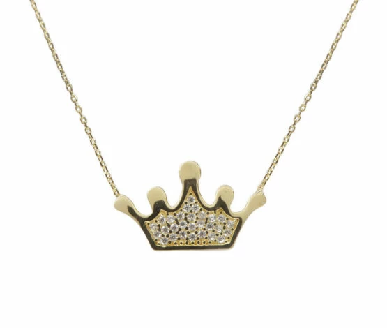 Gouden zirkonia kroon hanger Gouden zirkonia kroon hanger