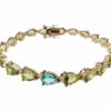 Zilveren double armband met synthetische edelstenen