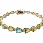 Zilveren double armband met synthetische edelstenen