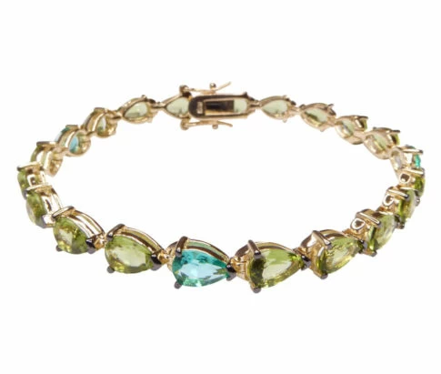 Zilveren double armband met synthetische edelstenen
