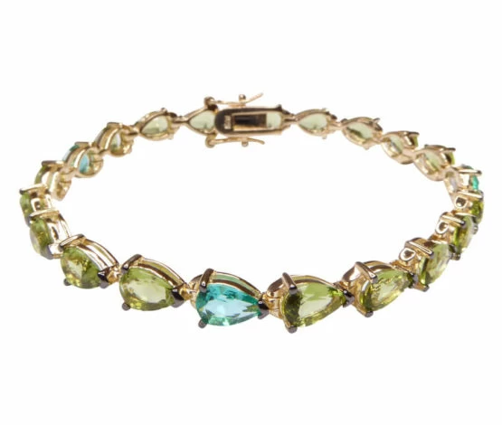 Zilveren double armband met synthetische edelstenen