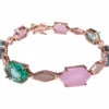 Zilveren rose double armband met synthetische edelstenen