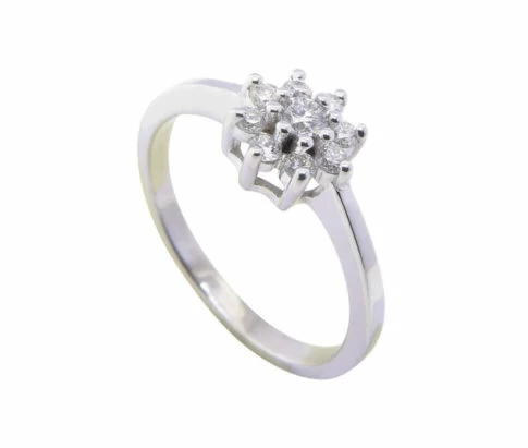 14 karaat wit gouden ring met briljanten