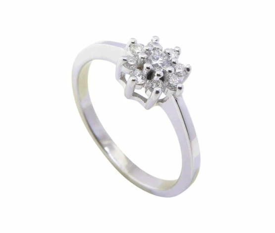 14 karaat wit gouden ring met briljanten