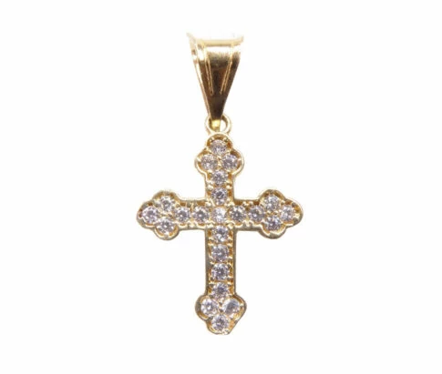 14 karaat geel gouden kruis met zirkonia
