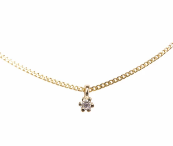 14 karaat gouden hanger met diamant