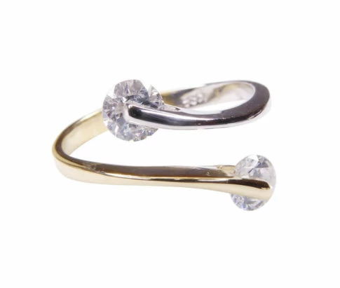14 karaats bicolor gouden ring met zirkonia