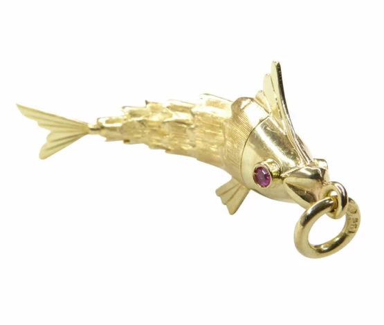 18 karaat gouden vis hanger met toermalijn 2 18 karaat gouden vis hanger met toermalijn