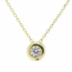 Geel gouden solitair hanger met zirkonia