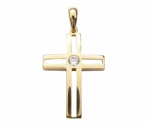 Gouden kruis met solitaire zirkonia