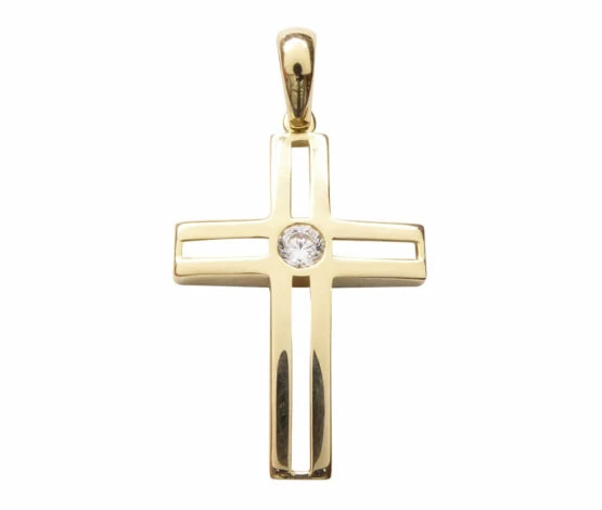 Gouden kruis met solitaire zirkonia
