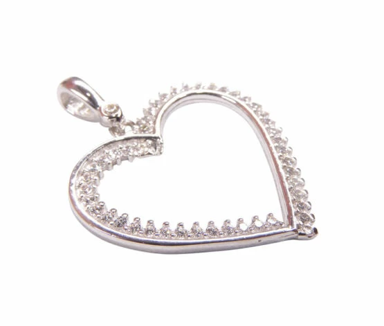 Wit gouden hartjes hanger met zirkonia