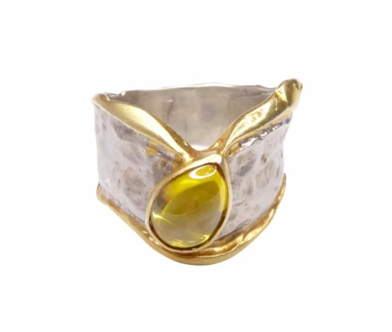 Zilveren double ring met citrien