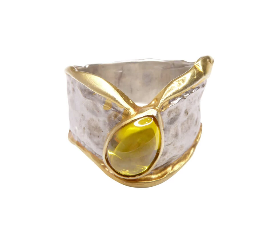 Zilveren double ring met citrien