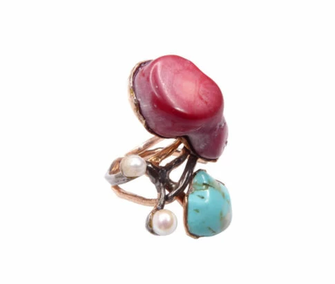 Zilveren ring met edelstenen