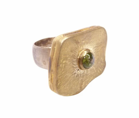 Zilveren ring met groene toermalijn