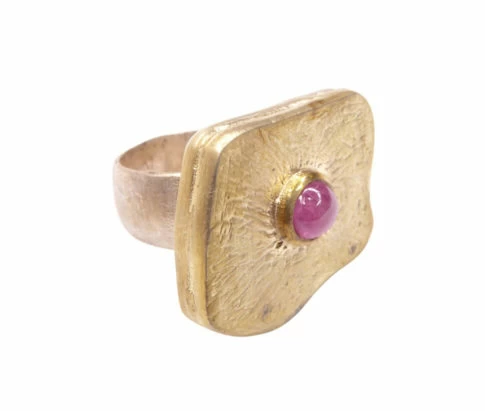 Zilveren ring met rode toermalijn