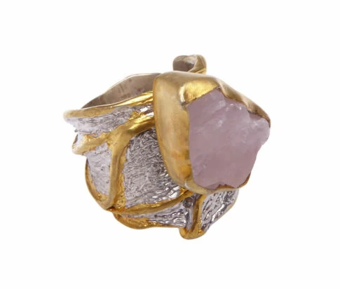 Zilveren ring met rozenkwarts