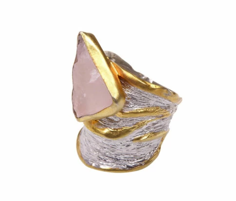 Zilveren rozenkwarts ring