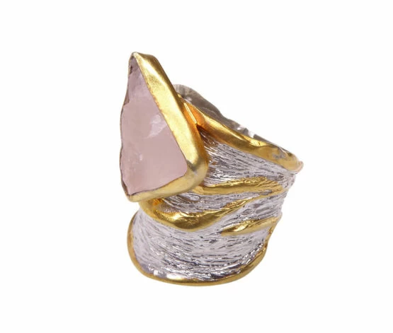 Zilveren rozenkwarts ring