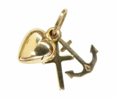 14 karaat gouden geluk hoop en liefde hanger