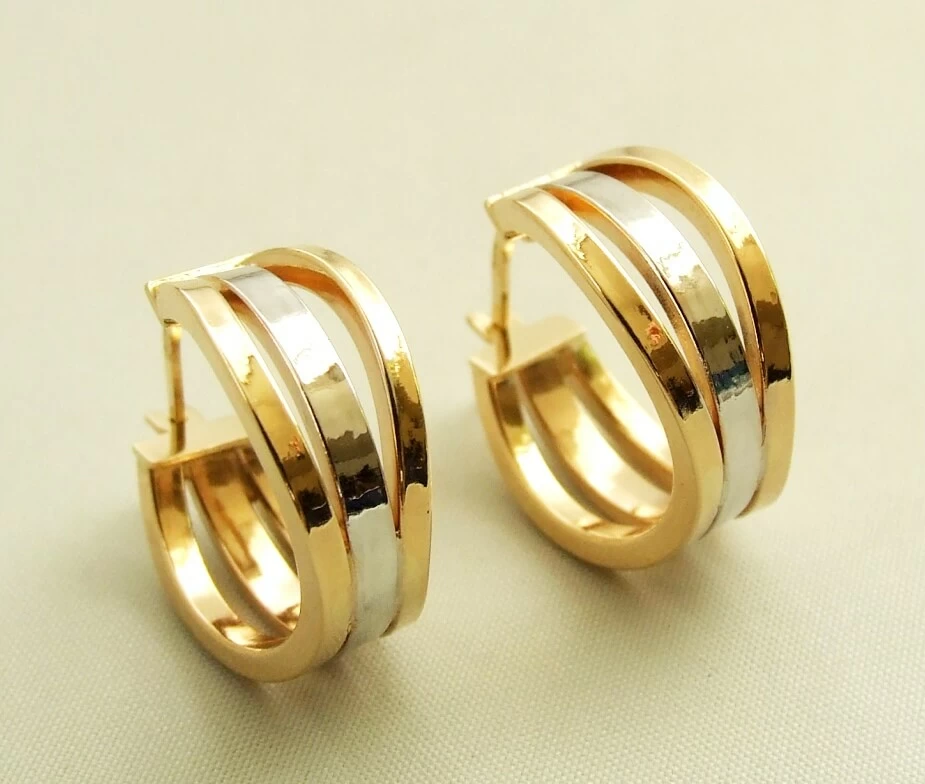 Christian 14 karaat bicolor gouden oorbellen