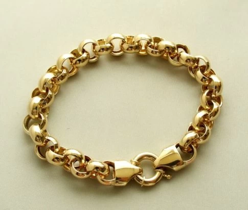 Geel gouden Christian jasseron armband