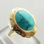 Geel gouden ring met turkoois Geel gouden ring met turkoois