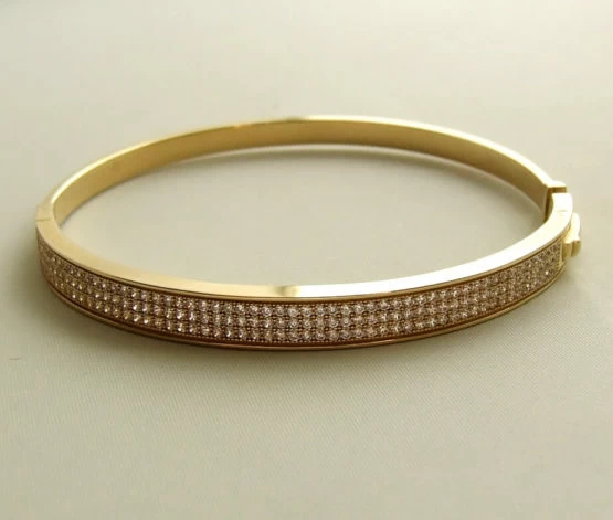 Geel gouden zirkonia slavenarmband 2 Geel gouden zirkonia slavenarmband
