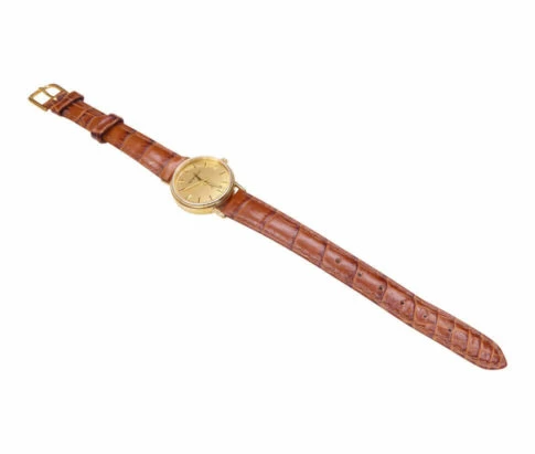 Gouden Memento horloge met leren band