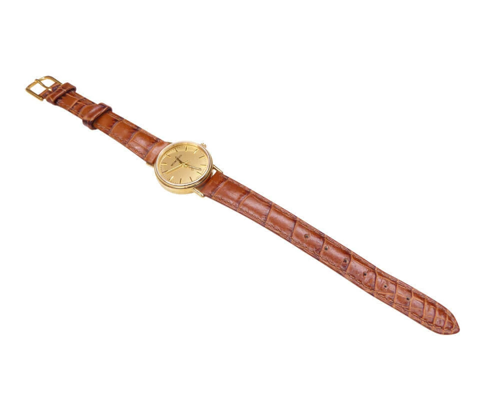 Gouden Memento horloge met leren band