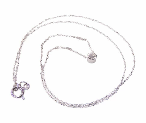 14 karaat wit gouden ketting solitaire