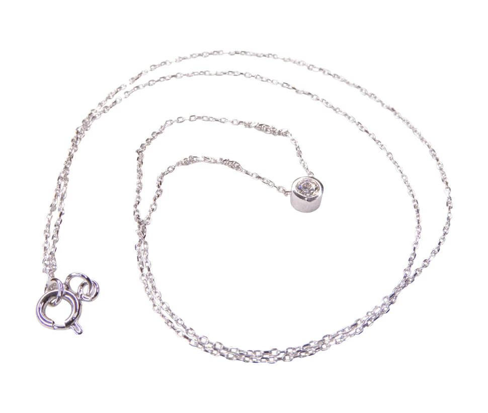 14 karaat wit gouden ketting solitaire