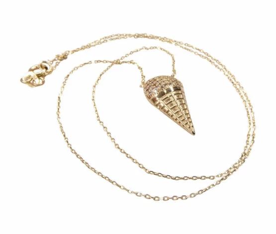 Gouden ketting met ijshoorn hanger