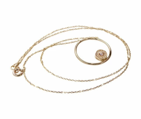 Gouden ketting met zirkonia cirkel hanger