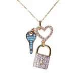 Tricolor gouden zirkonia liefdes hanger