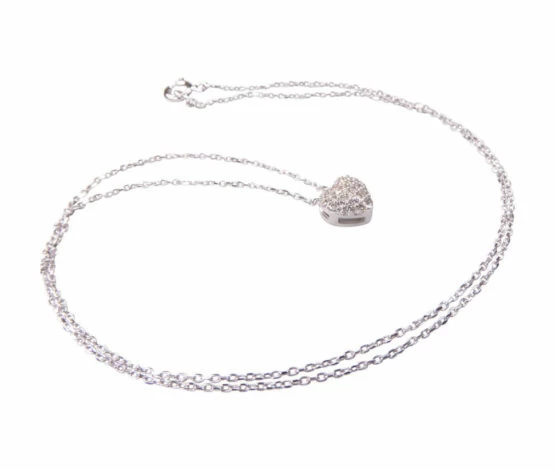 Wit gouden zirkonia harten hanger