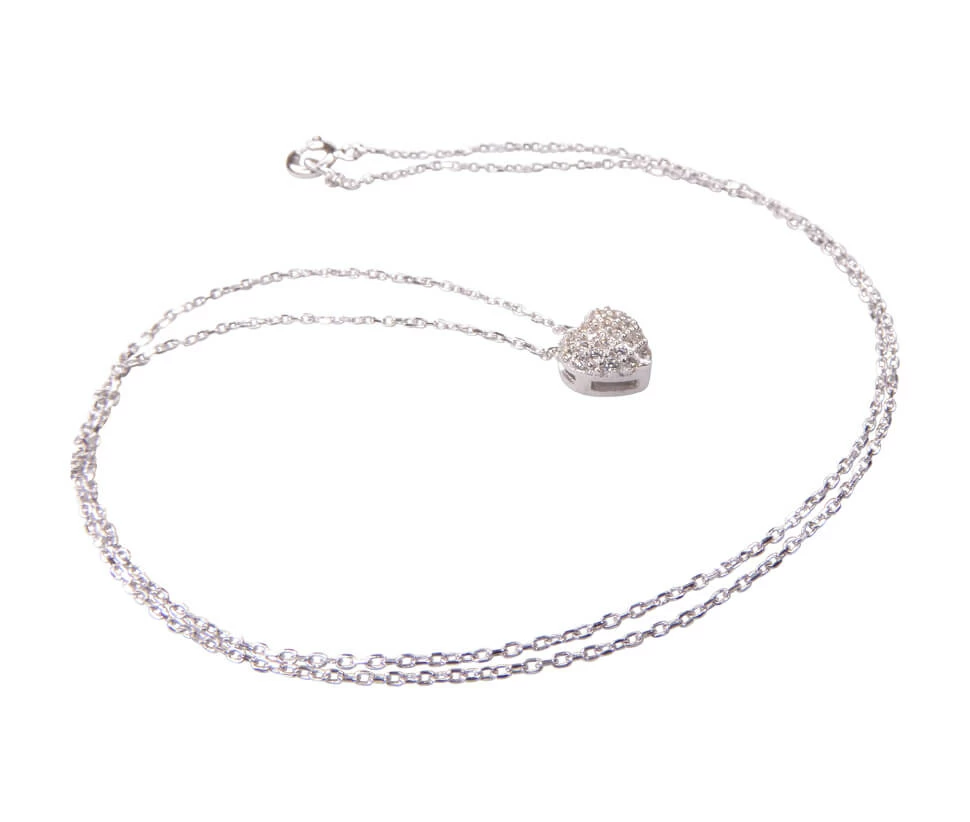 Wit gouden zirkonia harten hanger