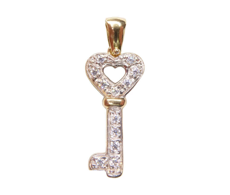 Bicolor gouden sleutel hanger