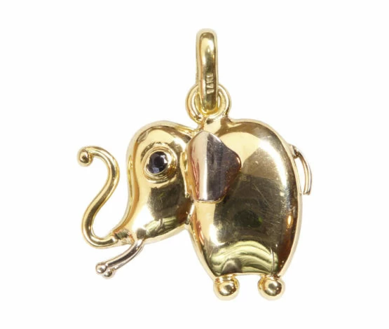 Geel gouden olifant hanger