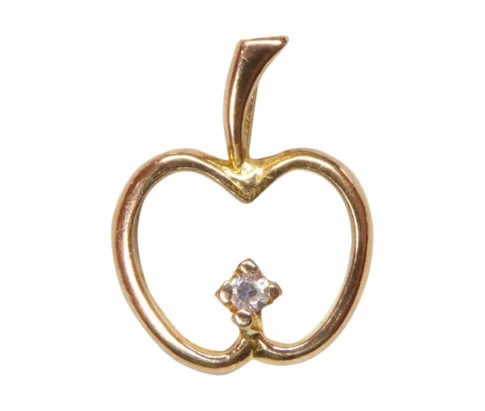 Gouden appel hanger met diamant