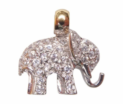 Gouden olifant hanger met zirkonia